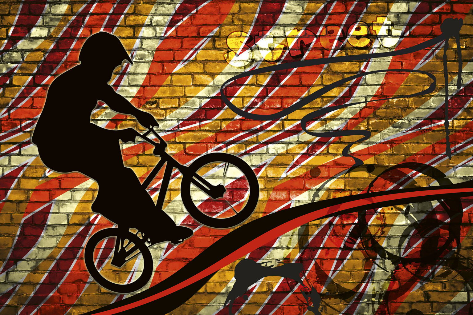 Fototapetes - BMX velosipēds zaļā krāsā 375x250 cm cena un informācija | Fototapetes | 220.lv