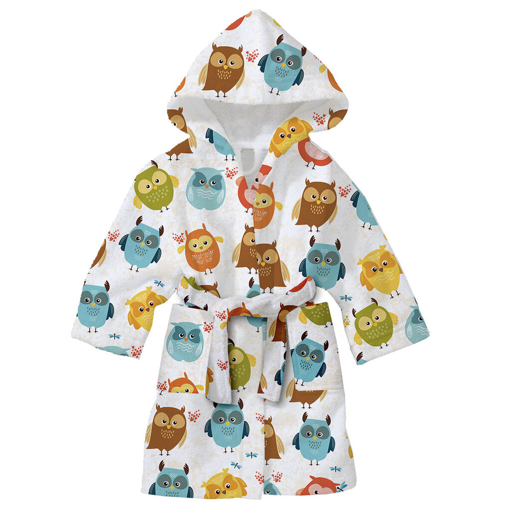 Bērnu kokvilna halāts - «Pūces».Preču kods: CHBA023 cena un informācija | Zēnu pidžamas, halāti | 220.lv