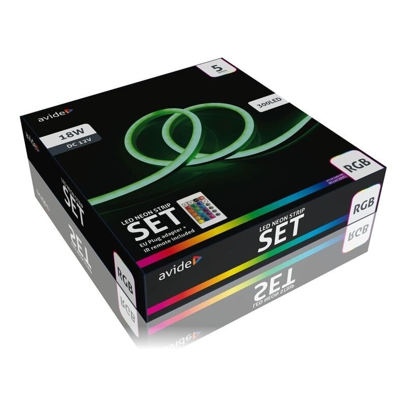 LED lente Avide Neon RGB 18W 5m ar tālvadības pulti, IP67 cena un informācija | LED lentes | 220.lv