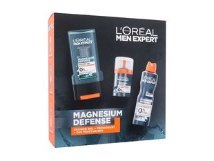 Kosmētikas komplekts vīriešiem Loréal Paris Men Expert Magnesium Defense dienas krēms 50 ml, dezodorants 150 ml, Magnesium Defense dušas želeja 300 ml cena un informācija | Sejas krēmi | 220.lv