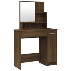 Tualetes galdiņš ar spoguli, brūns, 86.5x35x136cm cena un informācija | Kosmētikas galdiņi | 220.lv
