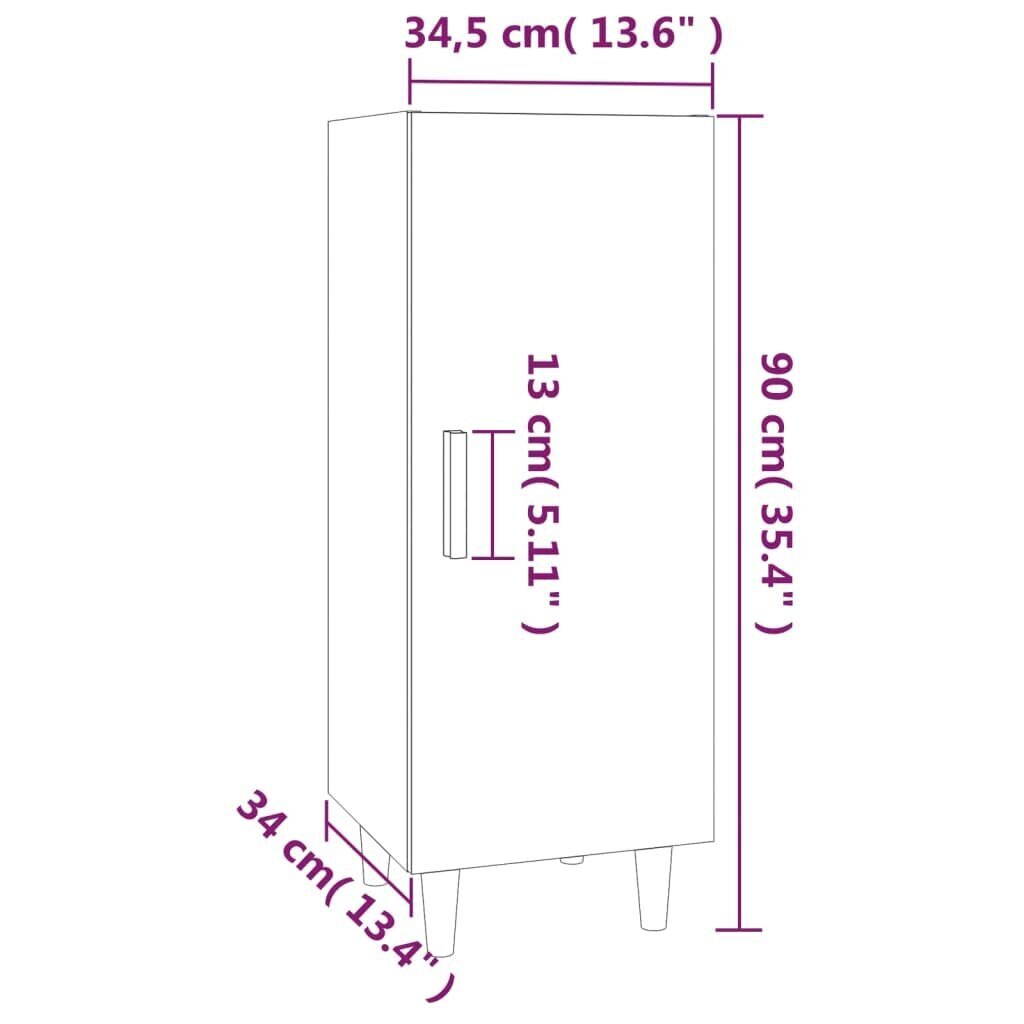 vidaXL kumode, pelēka ozolkoka, 34,5x34x90 cm, inženierijas koks cena un informācija | Skapīši viesistabai | 220.lv