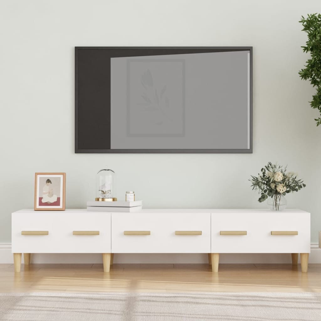 TV skapis, balts, 150x34,5x30cm, apstrādāts koks цена и информация | TV galdiņi | 220.lv