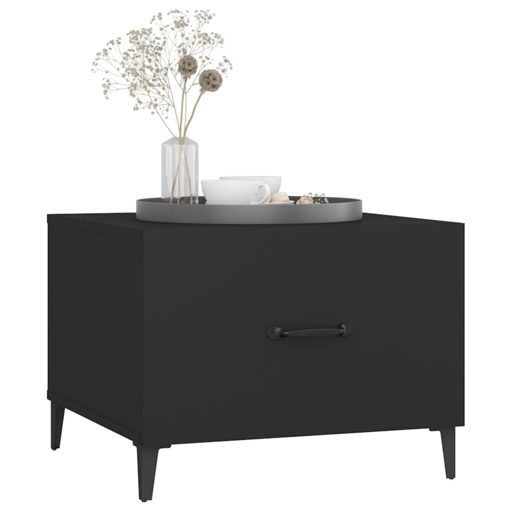 Kafijas galdiņš ar metāla kājām, melns, 50x50x40cm cena un informācija | Žurnālgaldiņi | 220.lv