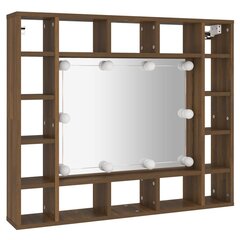 Spoguļskapis ar LED apgaismojumu, brūns, 91x15x76,5cm цена и информация | Шкафчики для ванной | 220.lv