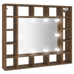 Spoguļskapis ar LED apgaismojumu, brūns, 91x15x76,5cm цена и информация | Шкафчики для ванной | 220.lv