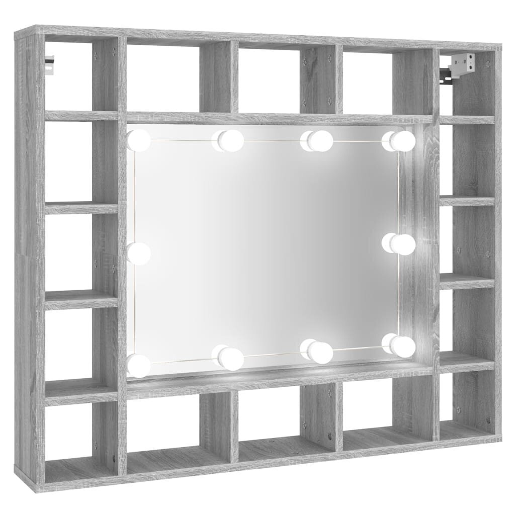 Spoguļskapis ar LED apgaismojumu, pelēks, 91x15x76,5cm cena un informācija | Vannas istabas skapīši | 220.lv