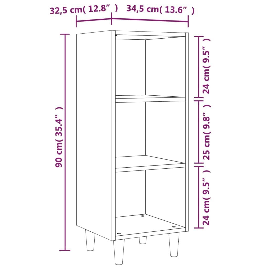 vidaXL plaukts, spīdīgi balts, 34,5x32,5x90 cm, inženierijas koks cena un informācija | Skapīši viesistabai | 220.lv