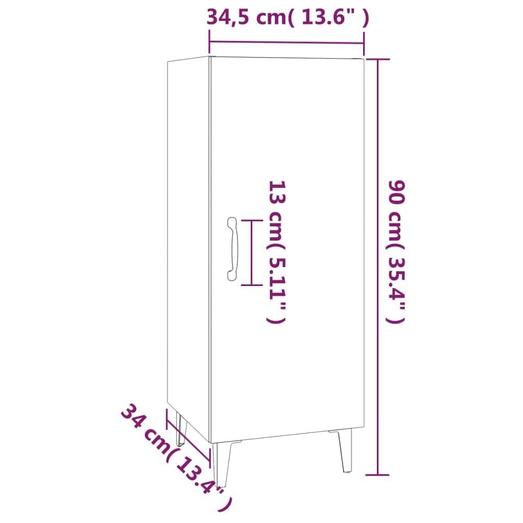 vidaXL kumode, melna, 34,5x34x90 cm, inženierijas koks cena un informācija | Skapīši viesistabai | 220.lv