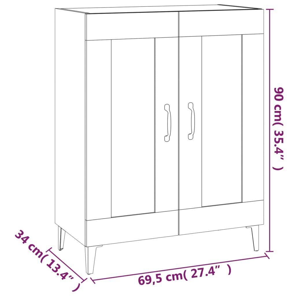 vidaXL kumode, betona pelēka, 69,5x34x90 cm, inženierijas koks cena un informācija | Skapīši viesistabai | 220.lv