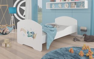 Gulta ADRK Furniture Pepe Plane with a Banner, 160x80 cm, balta цена и информация | Детские кровати | 220.lv