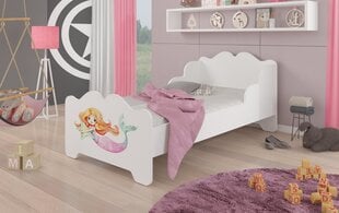 Gulta ADRK Furniture Ximena Mermaid with a Star, 160x80 cm, balta cena un informācija | Bērnu gultas | 220.lv