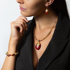 Lampglas Eleganta Sarkanās jūras kaklarota ar Lampglas pērli ar 24 karātu zeltu NP25 cena un informācija | Kaklarotas | 220.lv