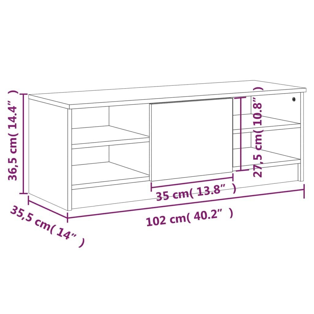 TV skapis, brūns, 102x35,5x36,5cm, koka cena un informācija | TV galdiņi | 220.lv