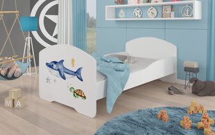 Gulta ADRK Furniture Pepe Sea Animals, 140x70 cm, balta цена и информация | Детские кровати | 220.lv