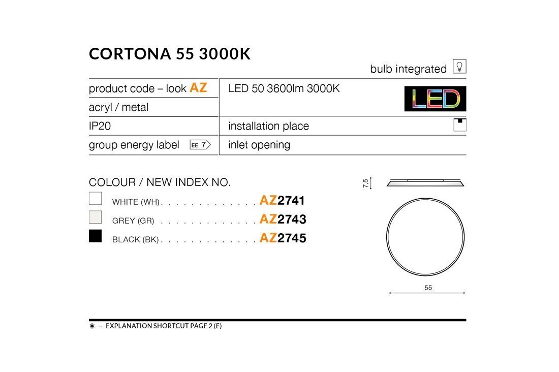 Griestu lampa AZzardo Cortona AZ2741 цена и информация | Griestu lampas | 220.lv