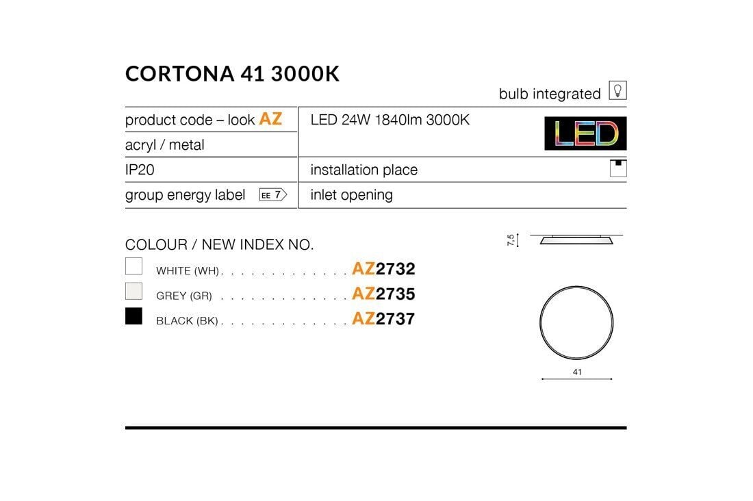 Griestu lampa AZzardo Cortona AZ2737 cena un informācija | Griestu lampas | 220.lv