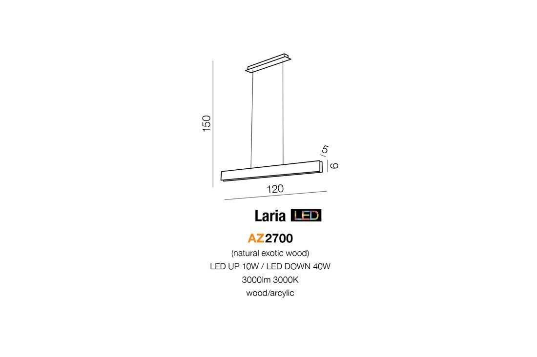 Piekarams gaismeklis AZzardo Laria AZ2700 цена и информация | Lustras | 220.lv