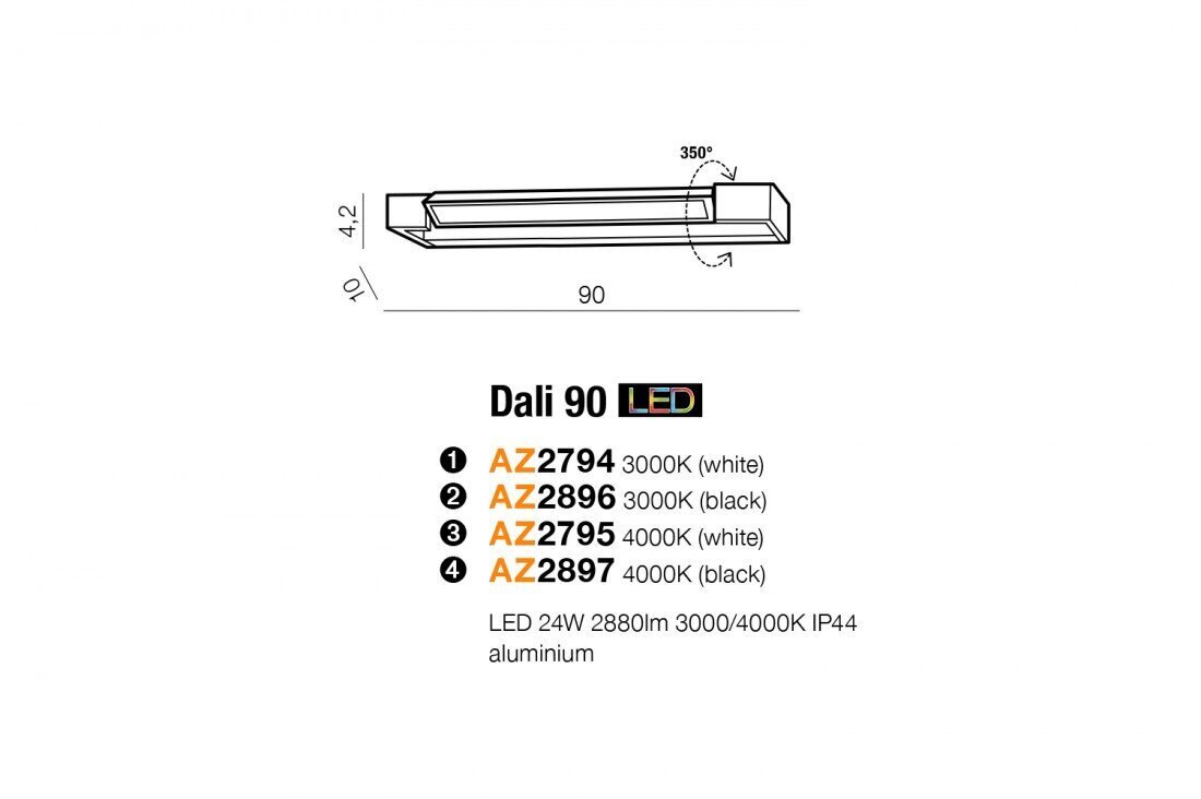 Sienas vannas istabas lampa AZzardo Dali AZ2896 cena un informācija | Sienas lampas | 220.lv