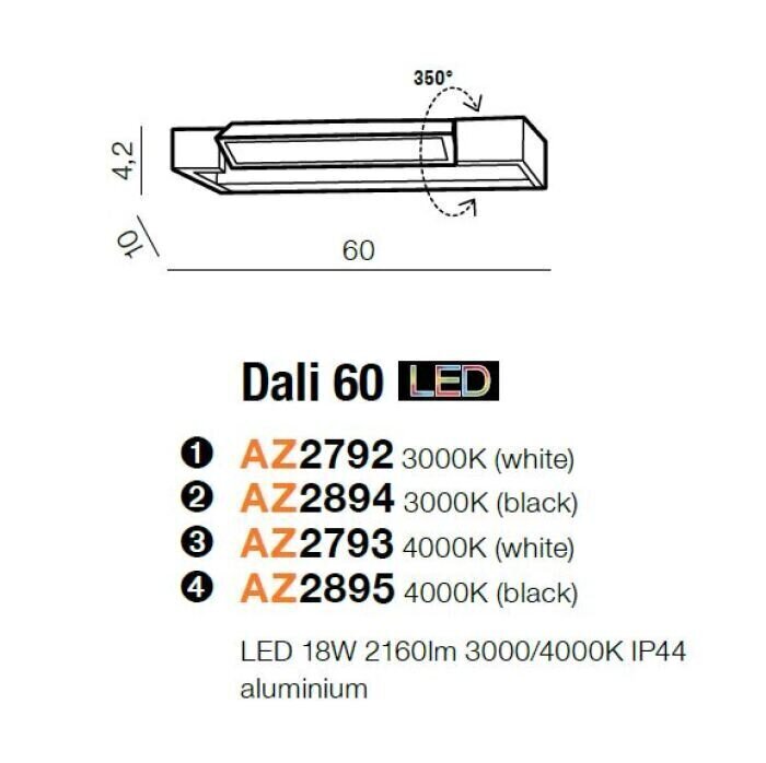 Sienas vannas istabas lampa AZzardo Dali AZ2894 цена и информация | Sienas lampas | 220.lv