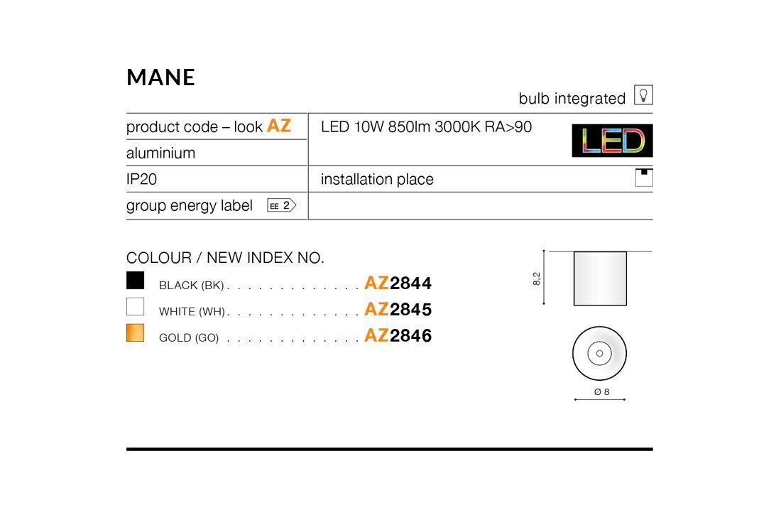 Griestu lampa AZzardo Mane AZ2846 цена и информация | Griestu lampas | 220.lv