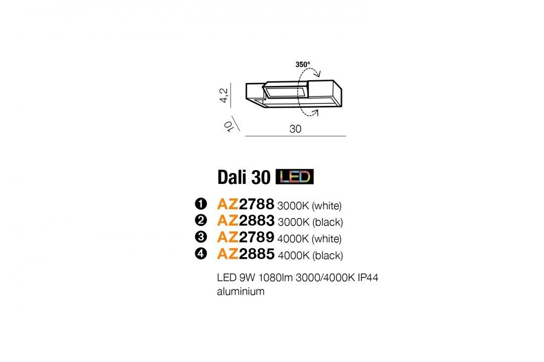 Sienas vannas istabas lampa AZzardo Dali AZ2789 цена и информация | Sienas lampas | 220.lv