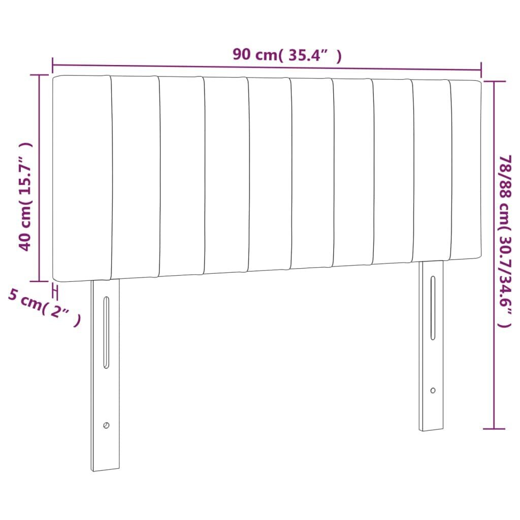 Gultas galvgalis vidaXL (90x5x78/88 cm), tumši pelēks cena un informācija | Gultas | 220.lv