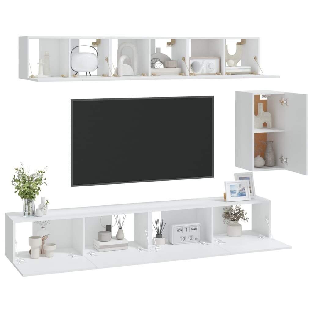 TV skapīšu komplekts vidaXL, 6-daļīgs, balts cena un informācija | TV galdiņi | 220.lv