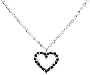 Нежное серебряное колье с сердечком PD Paola Black Heart Silver CO02-221-U (цепочка, кулон) цена и информация | Украшения на шею | 220.lv