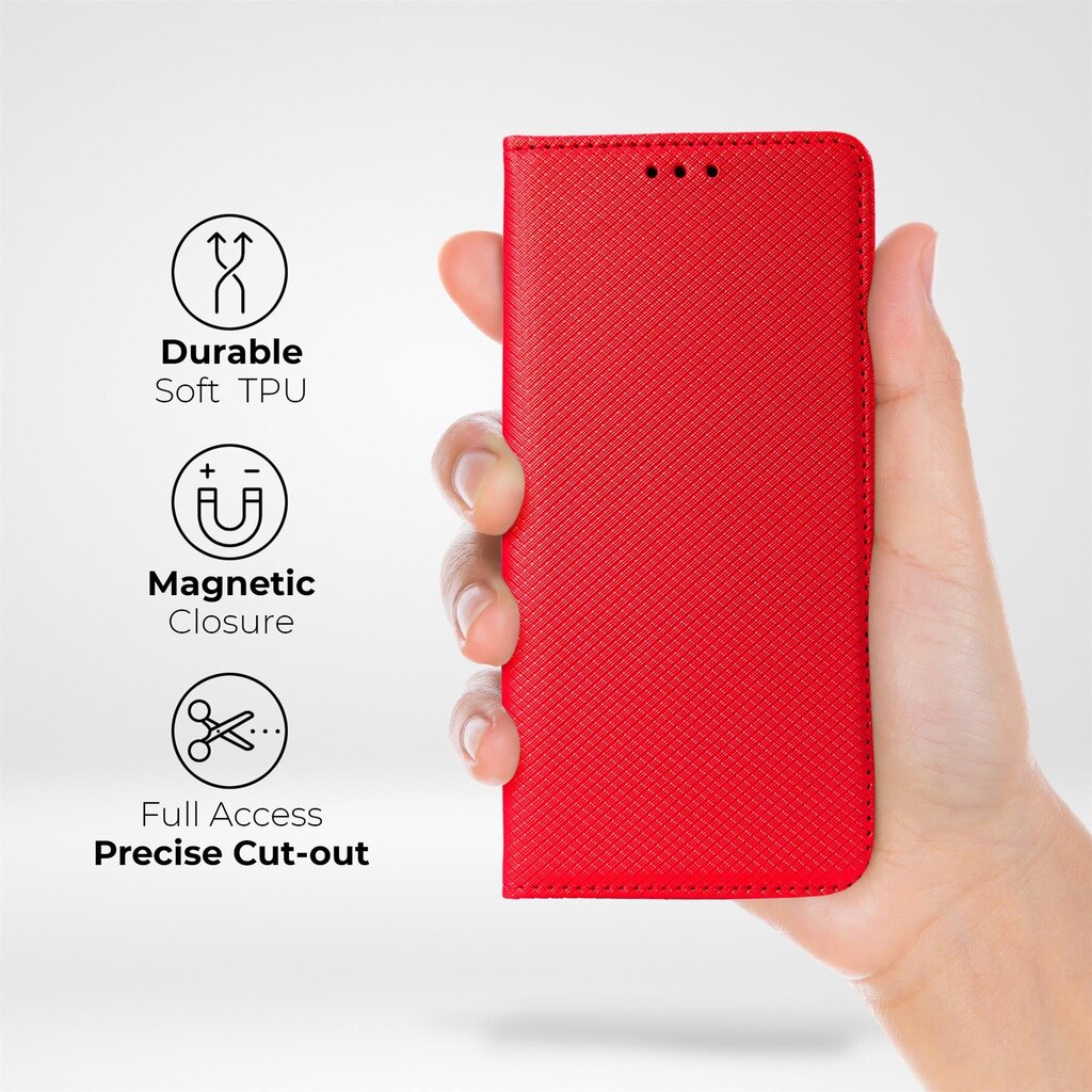 Moozy magnētisks telefona maciņš ar karšu turētāju un statīva funkciju saderīgs ar Xiaomi 12 / 12X telefona modeli - Sarkans cena un informācija | Telefonu vāciņi, maciņi | 220.lv