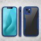 Moozy 360 grādu triecienizturīgs vāciņš iPhone 14 Plus - Caurspīdīgs ar zilu rāmi, Divpusēja aizsardzība, Telefona vāciņš ar ekrāna aizsargu cena un informācija | Telefonu vāciņi, maciņi | 220.lv
