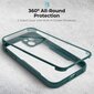 Moozy 360 grādu triecienizturīgs vāciņš iPhone 14 Plus - Caurspīdīgs ar zaļu rāmi, Divpusēja aizsardzība, Telefona vāciņš ar ekrāna aizsargu cena un informācija | Telefonu vāciņi, maciņi | 220.lv