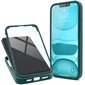 Moozy 360 grādu triecienizturīgs vāciņš iPhone 14 Plus - Caurspīdīgs ar zaļu rāmi, Divpusēja aizsardzība, Telefona vāciņš ar ekrāna aizsargu cena un informācija | Telefonu vāciņi, maciņi | 220.lv