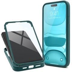 Moozy 360 grādu triecienizturīgs vāciņš iPhone 14 Pro - Caurspīdīgs ar zaļu rāmi, Divpusēja aizsardzība, Telefona vāciņš ar ekrāna aizsargu cena un informācija | Telefonu vāciņi, maciņi | 220.lv
