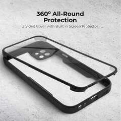Moozy 360 grādu triecienizturīgs vāciņš Samsung Galaxy A22 5G - Caurspīdīgs ar melnu rāmi, Divpusēja aizsardzība, Telefona vāciņš ar ekrāna aizsargu cena un informācija | Telefonu vāciņi, maciņi | 220.lv