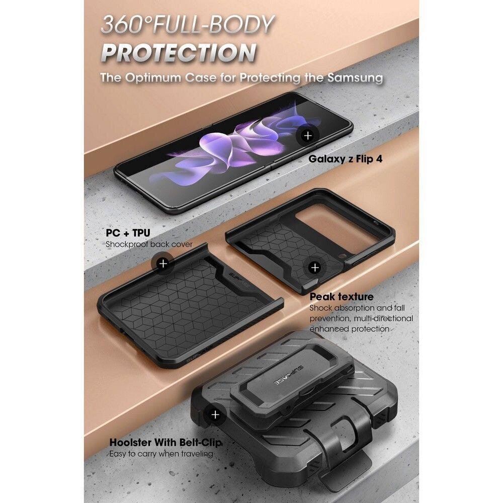 Supcase Unicorn Beetle Pro, Galaxy Flip 4 Black cena un informācija | Telefonu vāciņi, maciņi | 220.lv