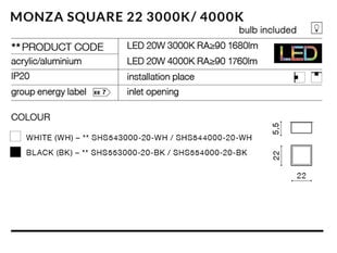Griestu lampa AZzardo Monza sq AZ2268 cena un informācija | Griestu lampas | 220.lv