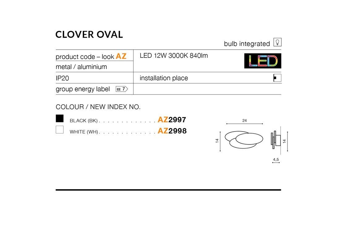 Sienas lampa AZzardo Clover AZ2997 цена и информация | Sienas lampas | 220.lv