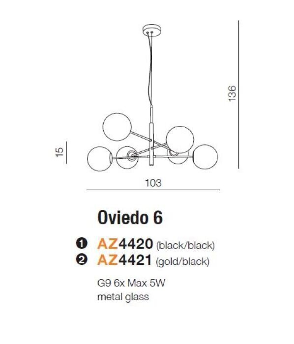 Piekaramā lampa AZzardo Oviedo AZ4421 cena un informācija | Piekaramās lampas | 220.lv