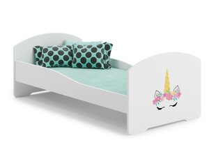 Gulta ADRK Furniture Pepe Unicorn, 160x80 cm, balta cena un informācija | Bērnu gultas | 220.lv