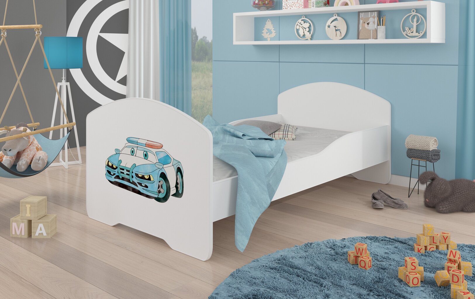 Gulta ADRK Furniture Pepe Police Car, 140x70 cm, balta cena un informācija | Bērnu gultas | 220.lv