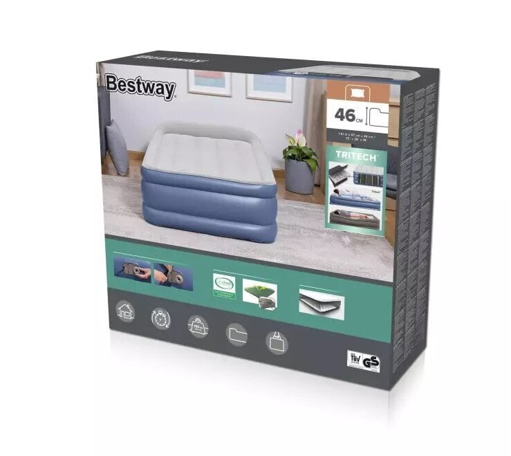 Bestway® TriTech™ Vento piepūšamais matracis ar iebūvētu elektrisko sūkni Vienvietīgs XL / Vidējs 191 x 97 x 46 cm cena un informācija | Piepūšamie matrači un mēbeles | 220.lv