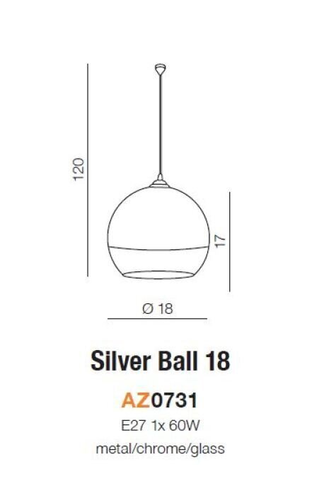 Piekaramā lampa AZzardo Silver ball AZ0731 cena un informācija | Piekaramās lampas | 220.lv