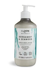 Mitrinošs ķermeņa un roku losjons Natura ls Bergamot & Seaweed (Hand & Body Lotion) 500 ml cena un informācija | Ķermeņa krēmi, losjoni | 220.lv