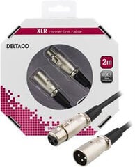 XLR audio kabelis DELTACO 3-pin male - 3-pin female, 26 AWG, 2m, melns / XLR-1020-K / 00160002 cena un informācija | Kabeļi un vadi | 220.lv