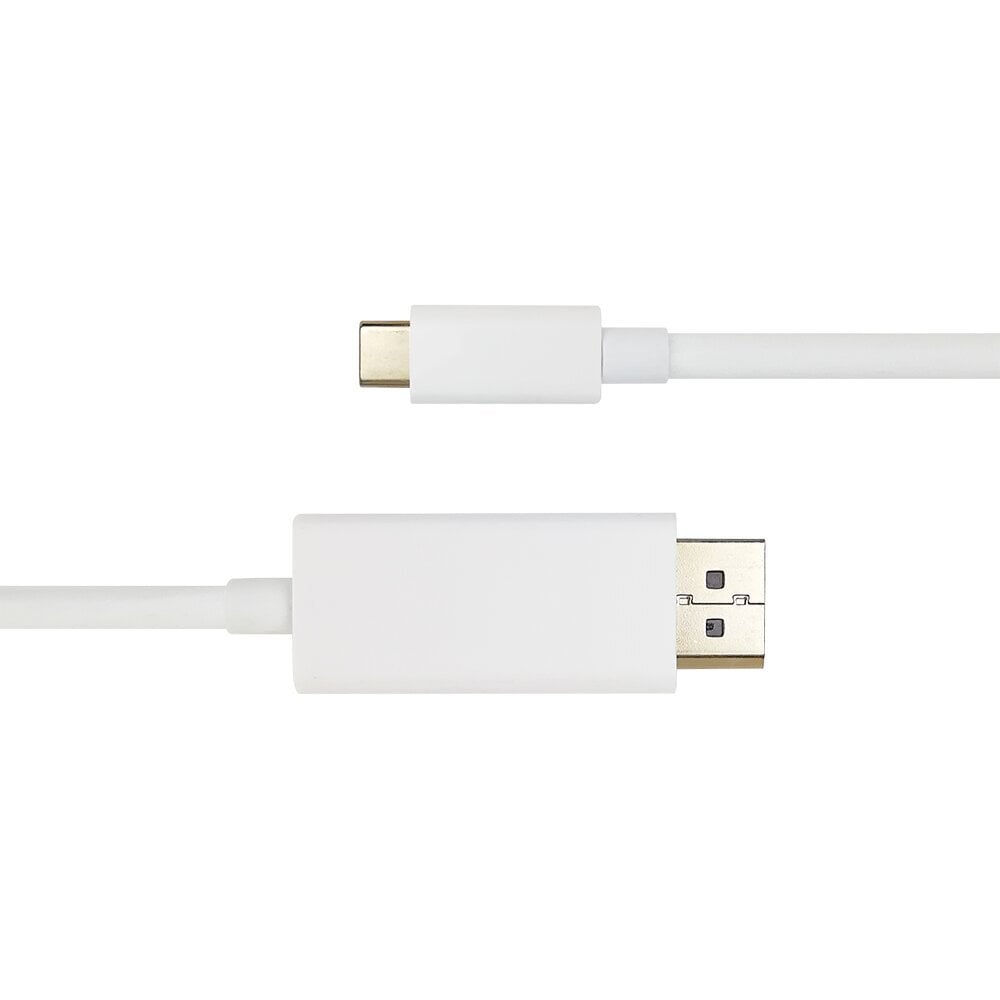 USB-C - DisplayPort kabelis Deltaco 4K UHD, apzeltīti savienotāji, 1m, balts / USBC-DP101-K / 00140013 cena un informācija | Kabeļi un vadi | 220.lv