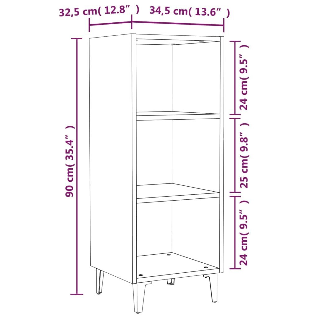 Sānu skapis vidaXL (34,5x32,5x90cm), brūns cena un informācija | Skapīši viesistabai | 220.lv