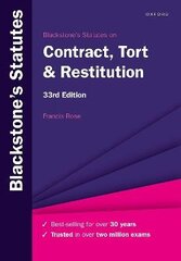 Blackstone's Statutes on Contract, Tort & Restitution 33rd Revised edition cena un informācija | Ekonomikas grāmatas | 220.lv