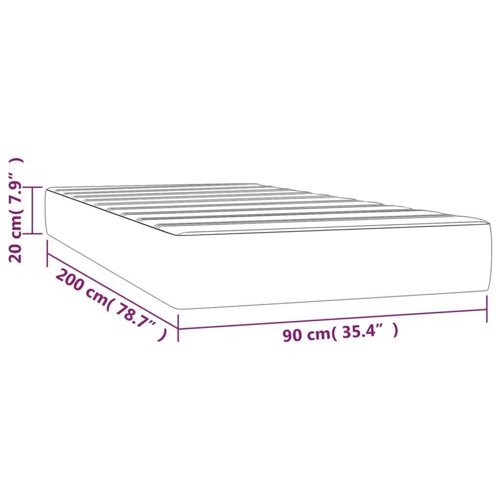 Kabatu atsperu matracis vidaXL (90x200x20 cm), tumši pelēks цена и информация | Matrači | 220.lv