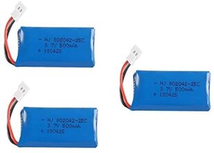 3 gabali 3.7v, 500mAh uzlādējamas Lipo baterijas Rc kvadrikopteru droniem HUBSAN X4 H107L H107C H107D H107 H107 V252 JXD 385 цена и информация | Smart устройства и аксессуары | 220.lv